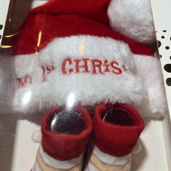 Little Me Festive Red Santa Hat & Booties Set - Picture 2 of 4